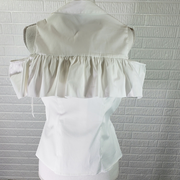 Bar III Blouse Cold Shoulder White - Picture 5 of 8